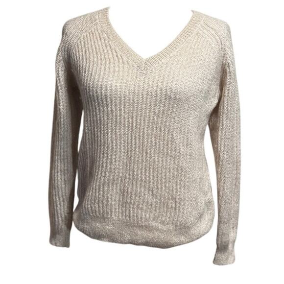 Comptoir des Cotonniers Mohair Blend Cream with Subtle Shimmer Sweater US XXS - Picture 1 of 7